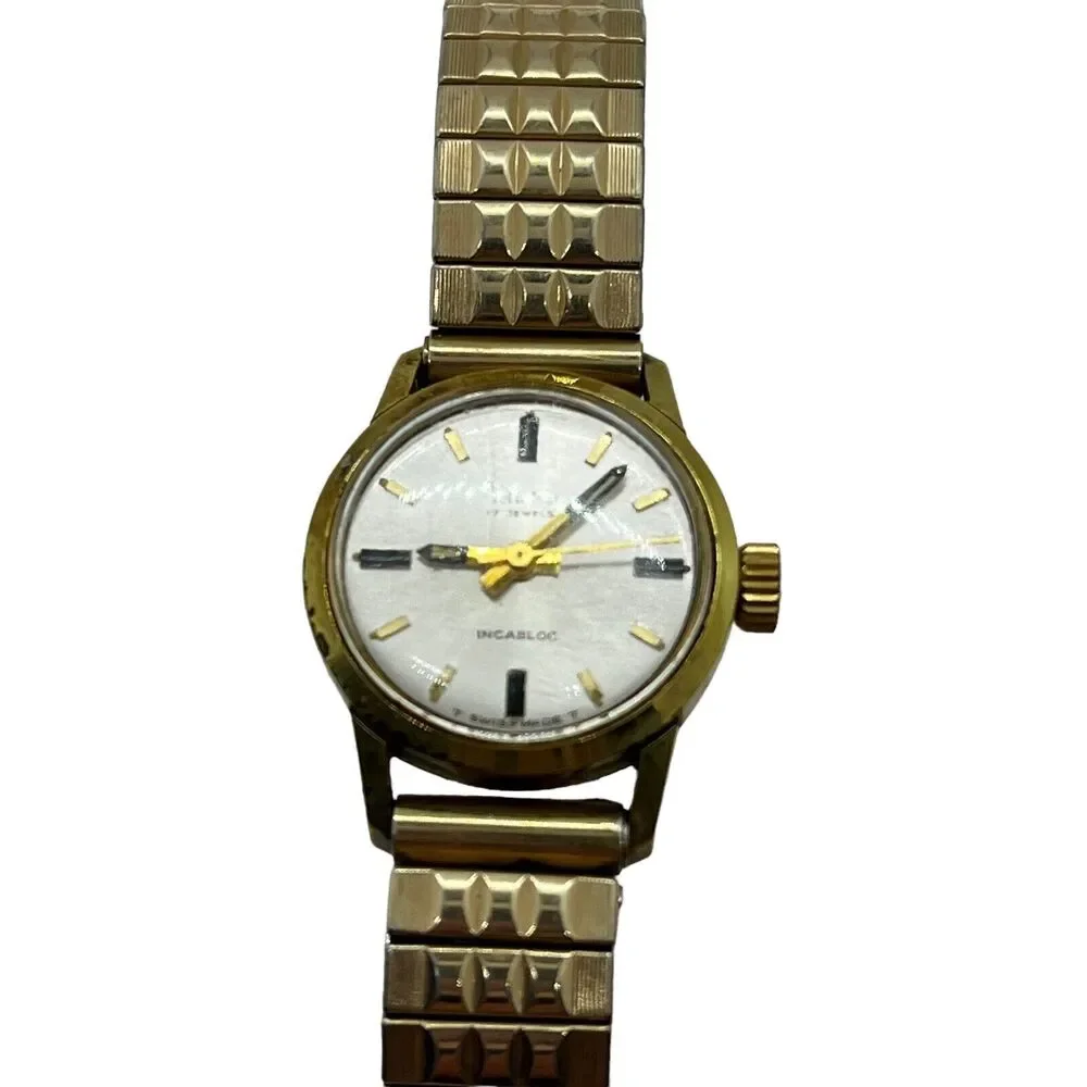 Voltaire Incabloc Watch Women's Vintage Swiss Waterproof Scuffed Gold Tone